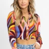 WINWIN APPAREL 70S PRINT MULTICOLOR COLLARED CROP TOP NEW ARRIVALS