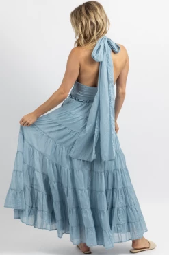 MABLE AZUL CROSSOVER TIE TIERED MAXI DRESS 13 MABLE AZUL CROSSOVER TIE TIERED MAXI DRESS
