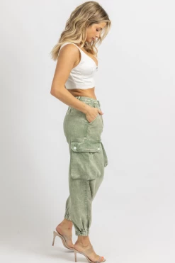 Signature 8 OLIVE ACID WASHED CARGO PANT