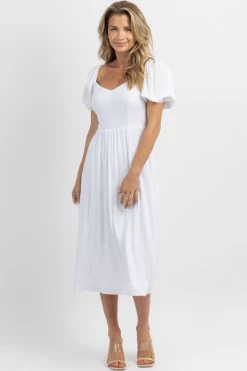 SUGARLIPS ALESSI PUFF SLEEVE POPLIN MIDI DRESS NEW ARRIVALS