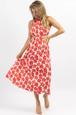 SUNDAY UP NEW ARRIVALS ALOHA CUTOUT SLEEVELESS MIDI DRESS *BACK IN STOCK*