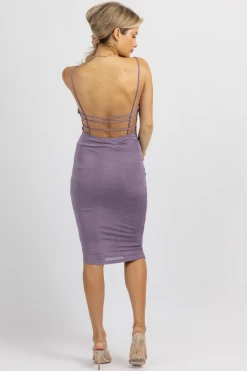 LOVELY DAY AMETHYST CAGE BACK MIDI DRESS