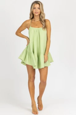 MABLE APPLE GAUZE RUFFLE HEM MINI DRESS CLOTHING