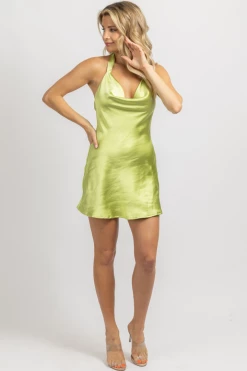 ONE AND ONLY APPLE GREEN SATIN COWL NECK MINI DRESS NEW ARRIVALS 8 ONE AND ONLY APPLE GREEN SATIN COWL NECK MINI DRESS NEW ARRIVALS