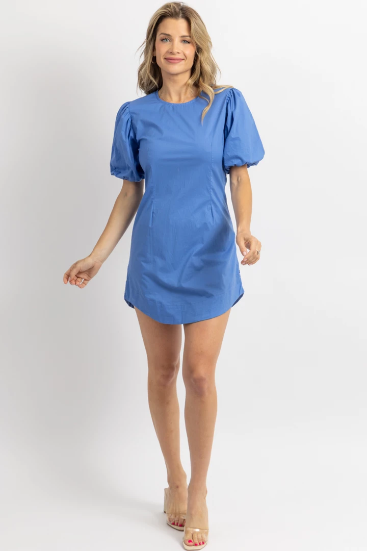 DAY + MOON AZURE PUFF SLEEVE POPLIN MINI DRESS 5 DAY + MOON AZURE PUFF SLEEVE POPLIN MINI DRESS