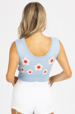 BAILEY ROSE BABY BLUE DAISY SWEATER TANK