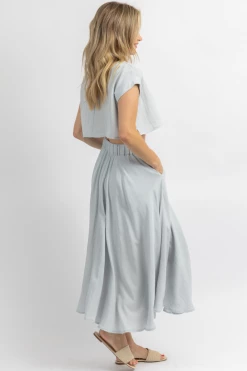 MABLE SKY BLUE LINENLIKE CROP + MIDI SET NEW ARRIVALS