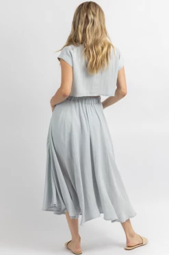 MABLE SKY BLUE LINENLIKE CROP + MIDI SET NEW ARRIVALS