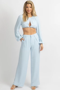 MNI LIGHT BLUE OPEN FRONT PANT SET