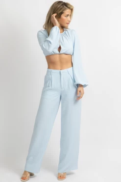 MNI LIGHT BLUE OPEN FRONT PANT SET