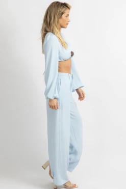 MNI LIGHT BLUE OPEN FRONT PANT SET