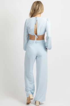 MNI LIGHT BLUE OPEN FRONT PANT SET
