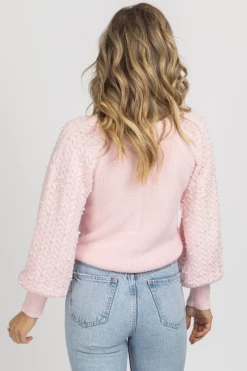 DEE ELLY BABY PINK PEARL DETAIL CARDIGAN SWEATER NEW ARRIVALS