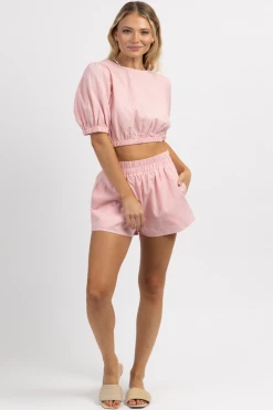 DAY + MOON BARCELONA PINK LINEN SHORT SET NEW ARRIVALS 10 DAY + MOON BARCELONA PINK LINEN SHORT SET NEW ARRIVALS