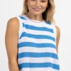 DEE ELLY NEW ARRIVALS BEACH DAY BLUE STRIPED KNIT TANK