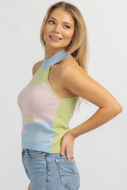 FORE COLLECTION BEACH SCENE KNIT MOCKNECK TANK TOP NEW ARRIVALS