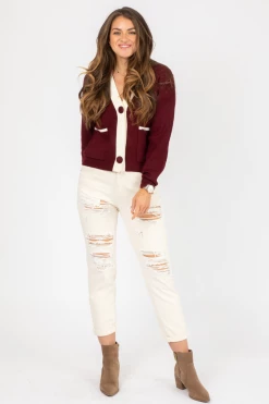 Q2 BEIGE RIPPED BOYFRIEND JEAN CLOTHING