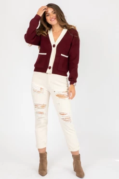 Q2 BEIGE RIPPED BOYFRIEND JEAN CLOTHING