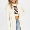 HEM & THREAD INC. NEW ARRIVALS CREAM COZIEST OPEN FRONT CARDIGAN