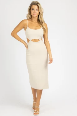 FORE COLLECTION BEST SELLERS NUDE CUTOUT DETAIL MIDI DRESS *BACK IN STOCK* 7 FORE COLLECTION BEST SELLERS NUDE CUTOUT DETAIL MIDI DRESS *BACK IN STOCK*