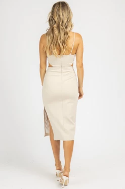 FORE COLLECTION BEST SELLERS NUDE CUTOUT DETAIL MIDI DRESS *BACK IN STOCK* 9 FORE COLLECTION BEST SELLERS NUDE CUTOUT DETAIL MIDI DRESS *BACK IN STOCK*