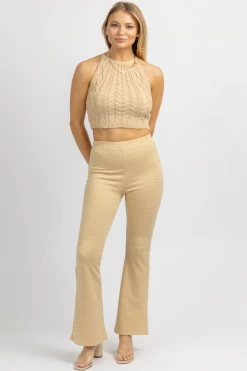 MISS LOVE BEIGE KNIT PRINT FIT + FLARE PANT 12 MISS LOVE BEIGE KNIT PRINT FIT + FLARE PANT