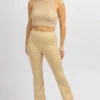MISS LOVE BEIGE KNIT PRINT FIT + FLARE PANT
