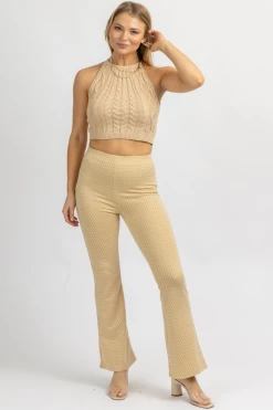 MISS LOVE BEIGE KNIT PRINT FIT + FLARE PANT 11 MISS LOVE BEIGE KNIT PRINT FIT + FLARE PANT