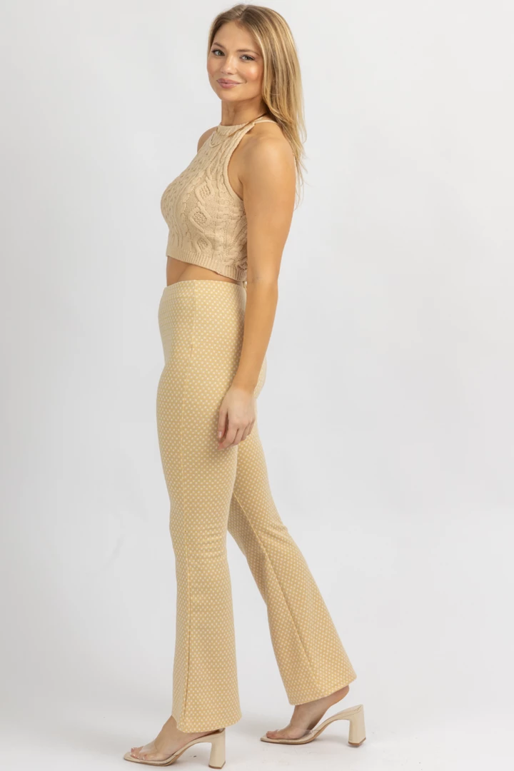 MISS LOVE BEIGE KNIT PRINT FIT + FLARE PANT 7 MISS LOVE BEIGE KNIT PRINT FIT + FLARE PANT