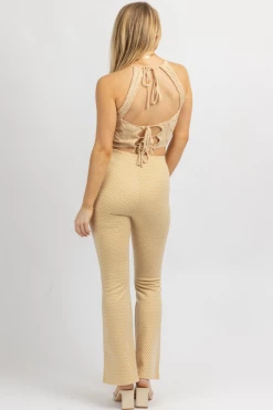 MISS LOVE BEIGE KNIT PRINT FIT + FLARE PANT 15 MISS LOVE BEIGE KNIT PRINT FIT + FLARE PANT
