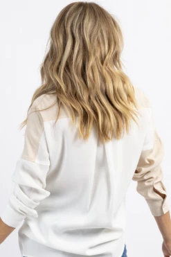 CRESCENT NEW ARRIVALS BEIGE MARNE COLOR BLOCK BUTTON DOWN SHIRT *BACK IN STOCK* 11 CRESCENT NEW ARRIVALS BEIGE MARNE COLOR BLOCK BUTTON DOWN SHIRT *BACK IN STOCK*