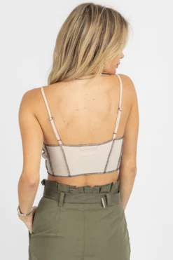 BAILEY ROSE TAUPE OUTSEAM STITCH BUSTIER CROP TANK