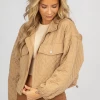 FASCINATION CLOTHING BEIGE QUILTED ZIP UP JACKET