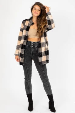 TREND NOTES CLOTHING BLACK ACID WASH 3 BUTTON JEANS