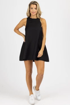 MABLE BLACK SLEEVELESS LINEN A-LINE MINI DRESS CLOTHING 8 MABLE BLACK SLEEVELESS LINEN A-LINE MINI DRESS CLOTHING
