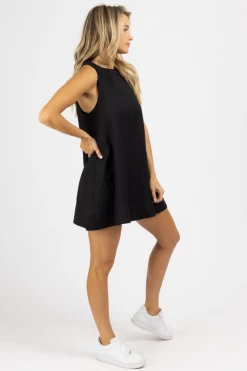 MABLE BLACK SLEEVELESS LINEN A-LINE MINI DRESS CLOTHING 9 MABLE BLACK SLEEVELESS LINEN A-LINE MINI DRESS CLOTHING