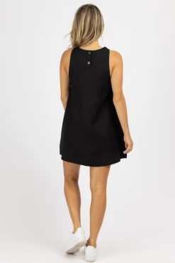 MABLE BLACK SLEEVELESS LINEN A-LINE MINI DRESS CLOTHING 11 MABLE BLACK SLEEVELESS LINEN A-LINE MINI DRESS CLOTHING