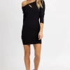 ENDLESS BLU BLACK ASYMMETRICAL CHAIN TRIM MINI DRESS *BACK IN STOCK*