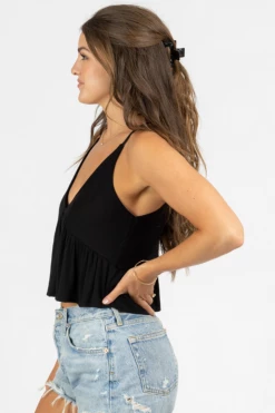 FINAL TOUCH CLOTHING BLACK CAMI BABYDOLL TOP