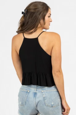 FINAL TOUCH CLOTHING BLACK CAMI BABYDOLL TOP