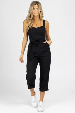 FORE COLLECTION BLACK BUSTIER BUTTON FRONT JUMPSUIT *BACK IN STOCK* 9 FORE COLLECTION BLACK BUSTIER BUTTON FRONT JUMPSUIT *BACK IN STOCK*
