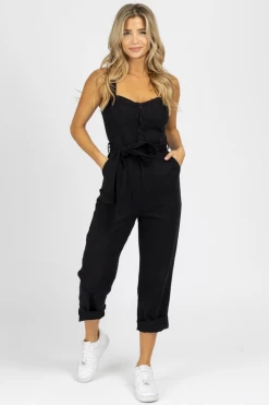 FORE COLLECTION BLACK BUSTIER BUTTON FRONT JUMPSUIT *BACK IN STOCK* 8 FORE COLLECTION BLACK BUSTIER BUTTON FRONT JUMPSUIT *BACK IN STOCK*