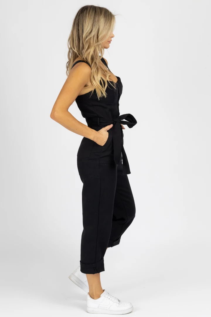 FORE COLLECTION BLACK BUSTIER BUTTON FRONT JUMPSUIT *BACK IN STOCK* 5 FORE COLLECTION BLACK BUSTIER BUTTON FRONT JUMPSUIT *BACK IN STOCK*