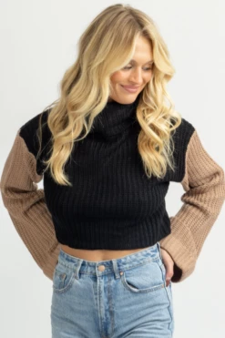 SHE & SKY BLACK + MOCHA TURTLENECK SWEATER NEW ARRIVALS