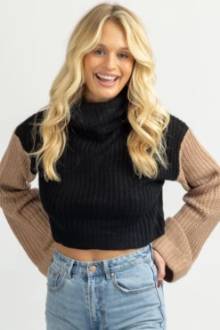 SHE & SKY BLACK + MOCHA TURTLENECK SWEATER NEW ARRIVALS