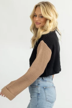 SHE & SKY BLACK + MOCHA TURTLENECK SWEATER NEW ARRIVALS
