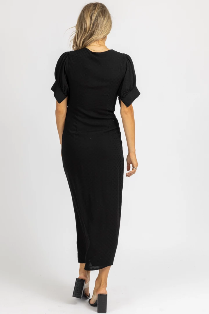 MALIBU BUM BLACK CENTER TIE CAP SLEEVE MAXI DRESS 4 MALIBU BUM BLACK CENTER TIE CAP SLEEVE MAXI DRESS
