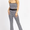 MISS LOVE BLACK CHECK KNIT CROP + PANT SET
