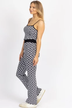 MISS LOVE BLACK CHECK KNIT CROP + PANT SET