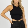 DYNAMIC FASHION BLACK CURVED HEM TANK *BACK IN STOCK* CLOTHING